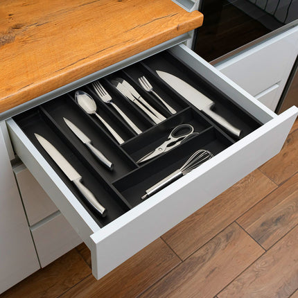 Bamboo Cutlery Tray, Adjustable 7-9 Compartments