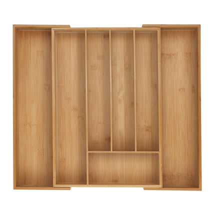 Bamboo Cutlery Tray, Adjustable Drawer Organizer