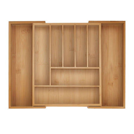 Bamboo Cutlery Tray, Adjustable Drawer Organizer