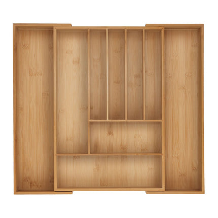 Bamboo Cutlery Tray, Adjustable Drawer Organizer