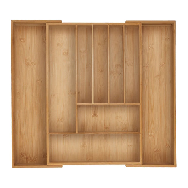 Bamboo Cutlery Tray, Adjustable Drawer Organizer
