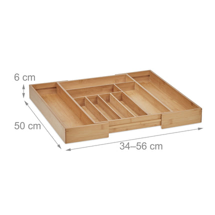 Bamboo Cutlery Tray, Adjustable Drawer Organizer