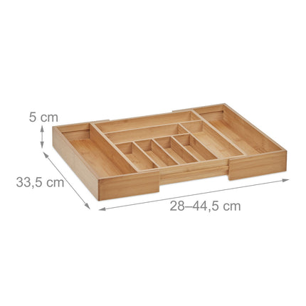 Bamboo Cutlery Tray, Adjustable Drawer Organizer