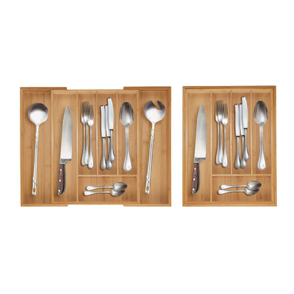 Bamboo Cutlery Tray, Adjustable Drawer Organizer