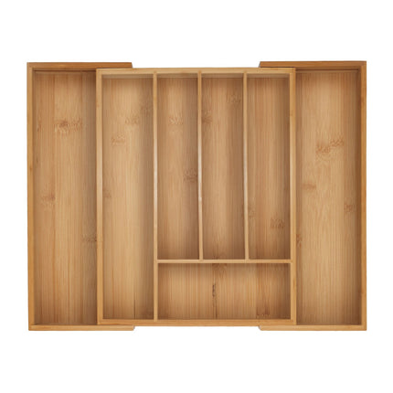 Bamboo Cutlery Tray, Adjustable Drawer Organizer