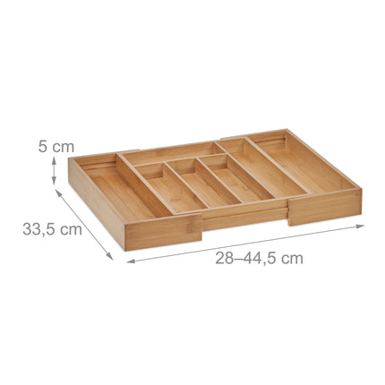 Bamboo Cutlery Tray, Adjustable Drawer Organizer