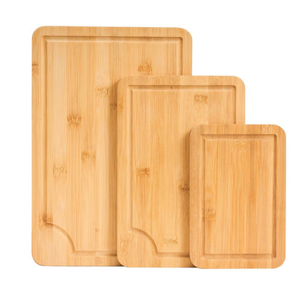 Bamboo Cutting Board Set, 3-Piece, Juice Groove Handles