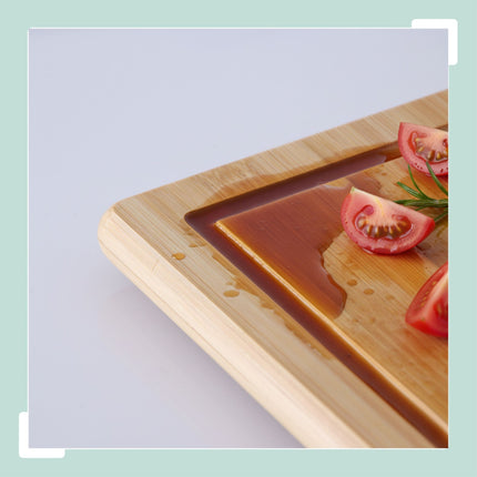 Bamboo Cutting Board with Juice Groove, Non-Slip Feet
