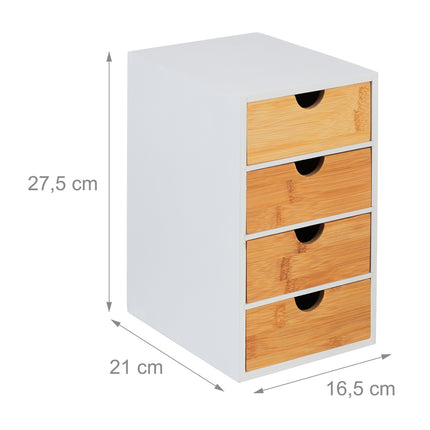 Bamboo Desk Drawer Organizer with 4 Compartments