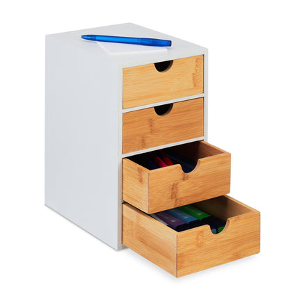 Bamboo Desk Drawer Organizer with 4 Compartments