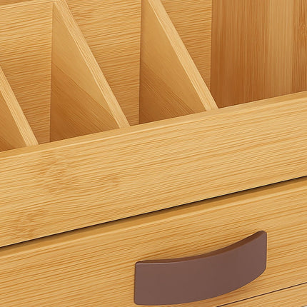 Bamboo Desk Organiser – 2 Drawers, 5 Compartments