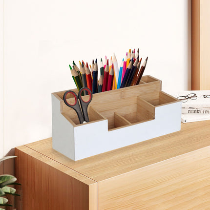 Bamboo Desk Organiser, 7 Slots – Office, Kitchen, Bathroom
