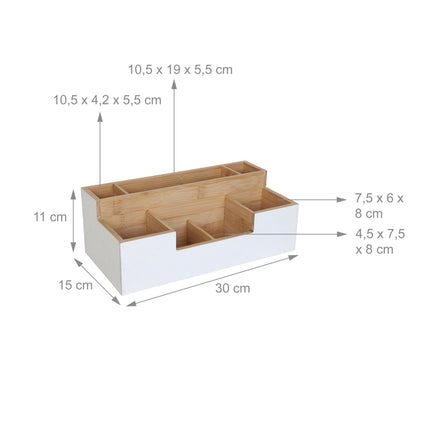 Bamboo Desk Organiser, 7 Slots – Office, Kitchen, Bathroom