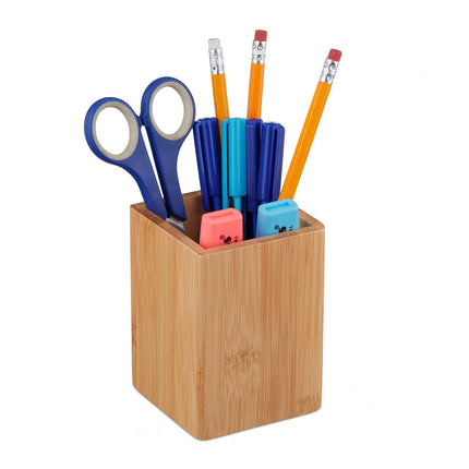 Bamboo Desk Organiser – Pen and Makeup Holder