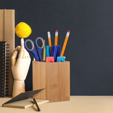 Bamboo Desk Organiser – Pen and Makeup Holder
