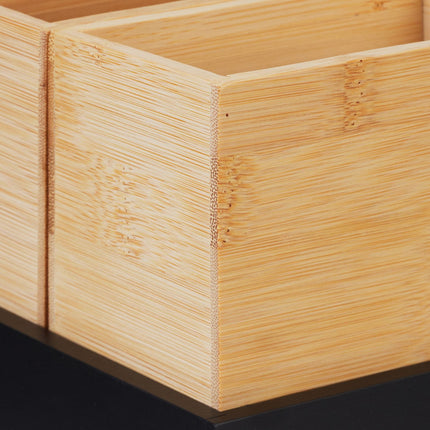 Bamboo Desk Organiser Set, 4-Piece, Natural/Black