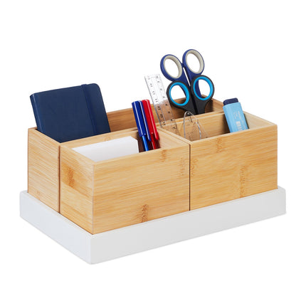 Bamboo Desk Organiser Set – 4 Pieces