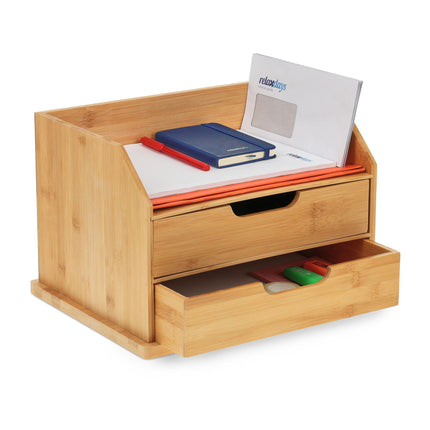 Bamboo Desk Organiser with Drawers