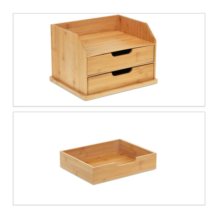 Bamboo Desk Organiser with Drawers