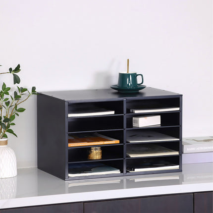 Bamboo Desk Organizer, 10-Slot Document Holder