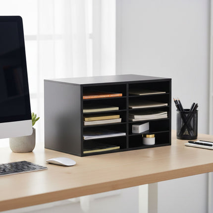 Bamboo Desk Organizer, 10-Slot Document Holder