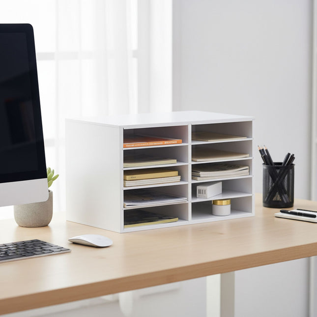 Bamboo Desk Organizer, 10-Slot Document Holder