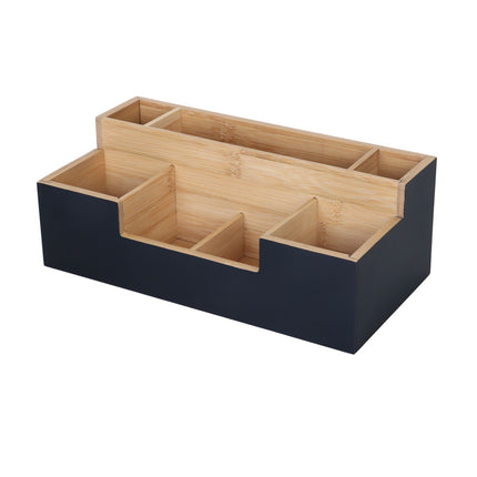 Bamboo Desk Organizer, 7 Slots for Office Supplies
