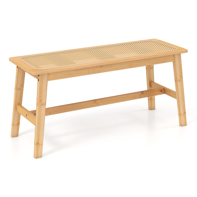 Bamboe eettafelbank met rotan zitting, 100 cm, naturel