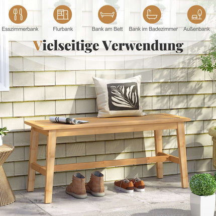 Bamboo Dining Bench with Rattan Seat, 100cm, Natural