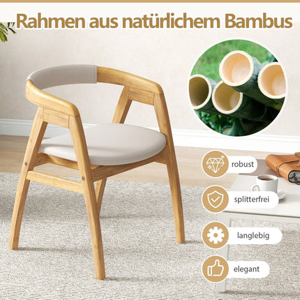 Bamboo Dining Chair with Cushion – Natural, Ergonomic