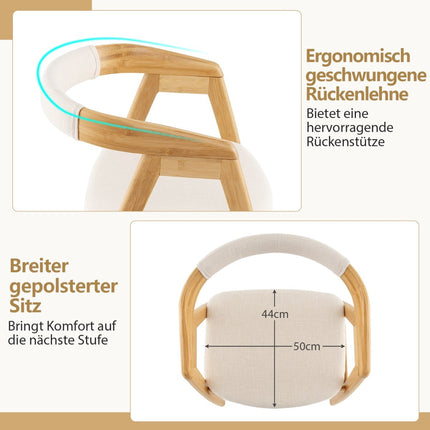 Bamboo Dining Chair with Cushion – Natural, Ergonomic