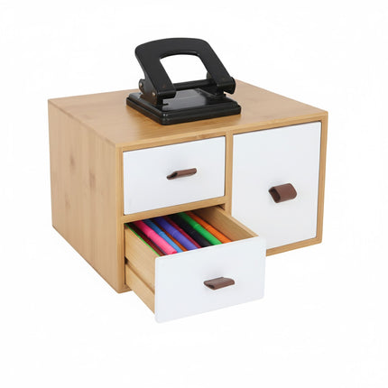Bamboo Drawer Box, 3-Drawer Organizer for Home