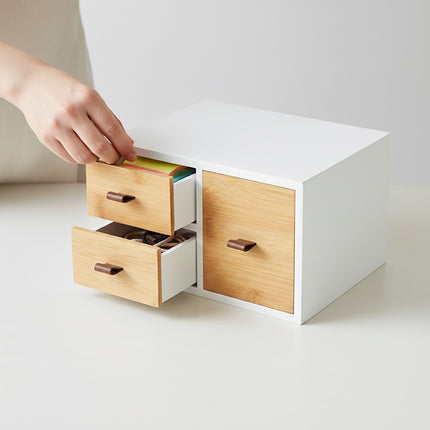 Bamboo Drawer Box, 3-Drawer Organizer for Home