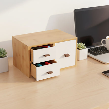Bamboo Drawer Box, 3-Drawer Organizer for Home