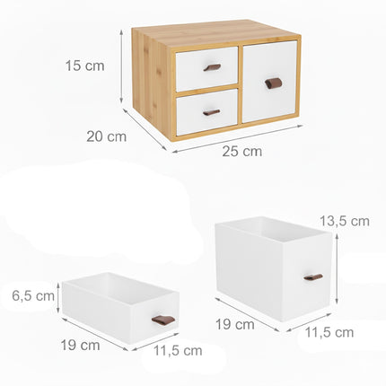 Bamboo Drawer Box, 3-Drawer Organizer for Home