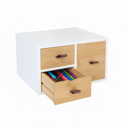 Bamboo Drawer Box – 3 Spacious Drawers, Versatile Organizer