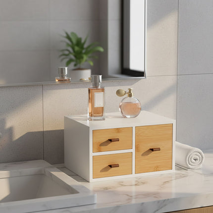 Bamboo Drawer Box – 3 Spacious Drawers, Versatile Organizer