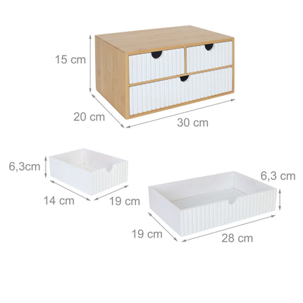 Bamboo Drawer Box Organizer, 3 Drawers, Multi-Use