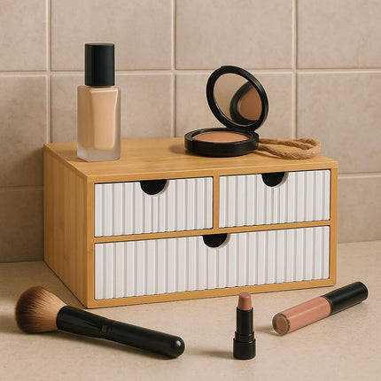 Bamboo Drawer Box Organizer, 3 Drawers, Multi-Use