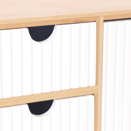 Bamboo Drawer Box Organizer, 3 Ribbed Drawers