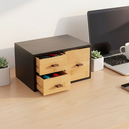 Bamboo Drawer Box Organizer with 3 Drawers