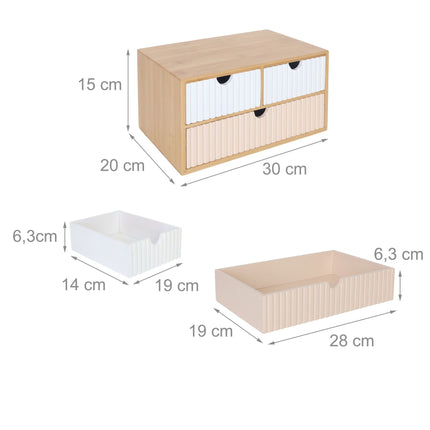 Bamboo Drawer Box with 3 Slots for Home Organization