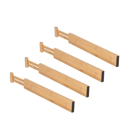 Bamboo Drawer Dividers, 4-Pack, Spring-Loaded Non-Slip