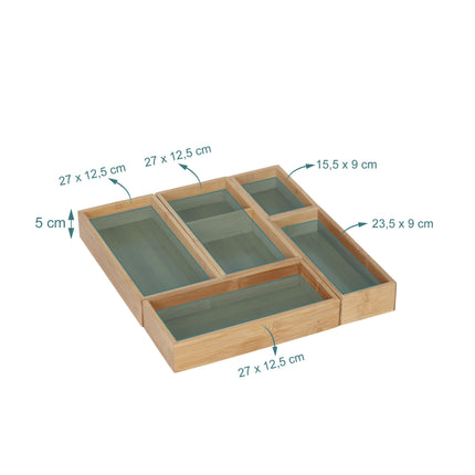 Bamboo Drawer Organizer Set, 5-Piece – Kitchen & Office