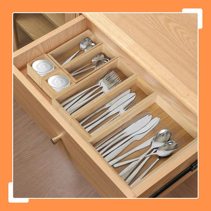 Bamboo Drawer Organizer Set, 7-Piece, Multi-Size