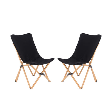 Bamboo Folding Chairs, 2-Pack, Canvas, 150kg Capacity