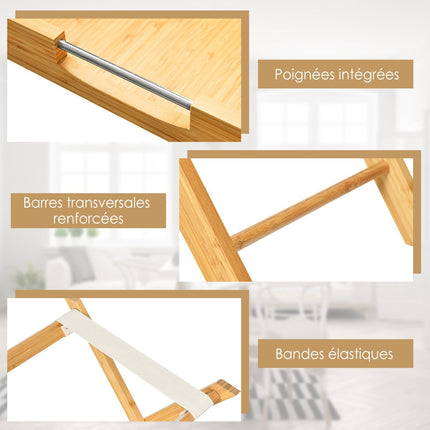 Bamboo Folding Snack Side Table With Removable Tray