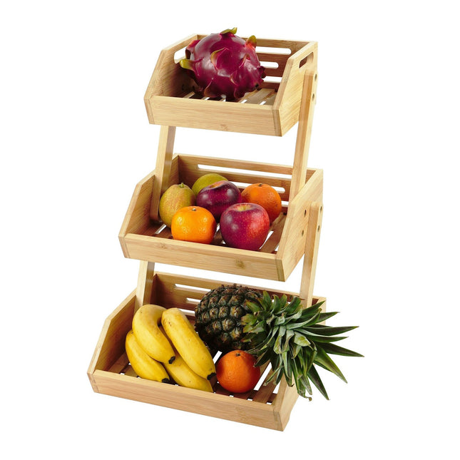 Fruitstandaard van bamboe - gelaagde opbergruimte voor keuken en voorraadkast