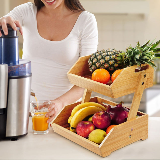 Fruitstandaard van bamboe - gelaagde opbergruimte voor keuken en voorraadkast
