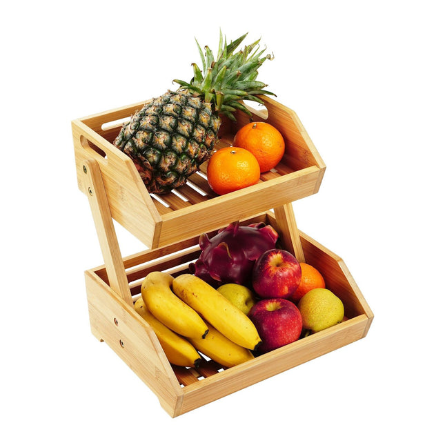 Fruitstandaard van bamboe - gelaagde opbergruimte voor keuken en voorraadkast